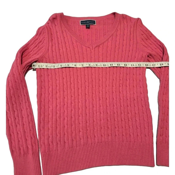 Women's Cable Knit V-Neck Sweater - Vibrant Pink, Size xs - Picture 10 of 13